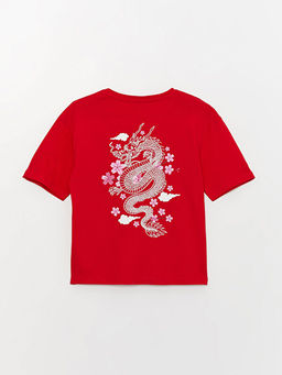 Bisiklet Yaka Bask?l? K?sa Kollu K?z ?ocuk Ti??rt - Waikiki фото 2