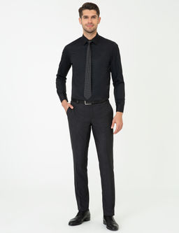 Siyah Slim Fit Uzun Kollu Klasik G_mlek