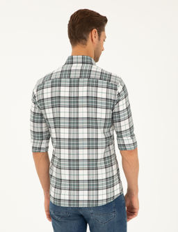 Su Ye_ili Ekose Slim Fit Uzun Kollu G_mlek