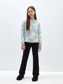 Bisiklet Yaka Desenli Uzun Kollu K?z ?ocuk Triko Kazak - Waikiki фото 2