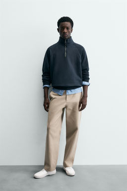 SUDADERA LAVADA CUELLO CREMALLERA / Gris antracita