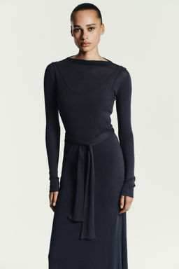 DOUBLE EFFECT DRESS WITH TIE BELT - Zara фото 3