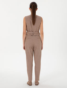 Camel Keten Kar___ml_ Kuma_ Pantolon