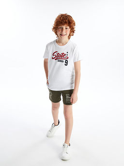 Beli Lastikli Bask?l? Erkek ?ocuk ?ort - Waikiki фото 4