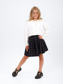 Юбка Татьяна, цвет т.Синий(Клетка-точка), 78%х/б,16%пэ,6%л