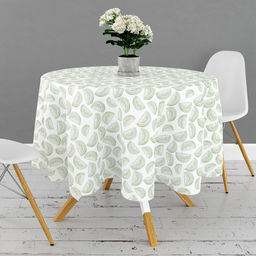 Астурия, белый Скатерть д146см, диаметр стола до 105см, на 6 персон, хлопок Премиум 186г/м2, Домашняя мода (Россия)