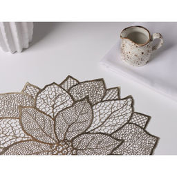 Набор салфеток сервировочных на стол Доляна Цветок, 4 шт, 4343 см, цвет золотой  фото 2