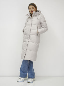 Пальто зимнее MTFORCE 9636_1B женское утепленное стеганное бежевое  фото 16