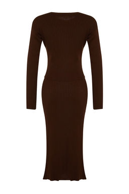 Kahverengi Crop Triko Alt-Ust Tak?m TWOAW23AU00240