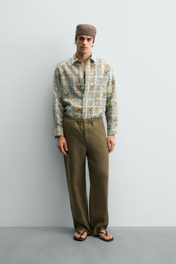 CAMISA RELAXED FIT ESTAMPADO GEOM?TRICO / Celeste