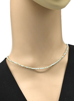 Чокер из циркона шарик гр.2мм цв.золотисто-голубой, 38см