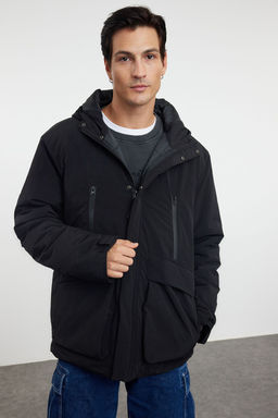 TRENDYOL MAN Erkek Siyah Regular Fit Taslan K?sl?k Parka Mont TMNAW25MO00008 - Trendyolmilla фото 4