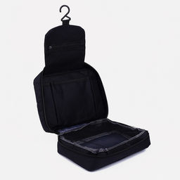 Косметичка дорожная, отдел на молнии, крючок, цвет чёрный