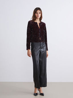 Bisiklet Yaka Pul Payetli Kad?n Ceket