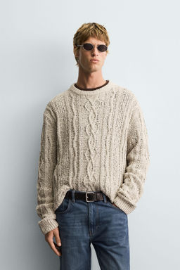 TEXTURED CABLE-KNIT SWEATER - Zara фото 2