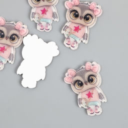 Цена за 5 шт. Декор для творчества акрил «Совушка в розовом свитере с сумкой», 2.7×3.7 см
