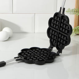 Сковорода вафельница Доляна Венские вафли, d=14 см, пластиковая ручка, чёрная  фото 2