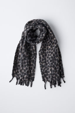 ANIMAL PRINT SCARF WITH FRINGING - Zara фото 4