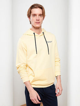 Uzun Kollu Bask?l? Erkek Hoodie
