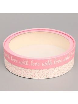 Коробка для макарун, кондитерская упаковка тубус с окном With love 20×20×5 см
