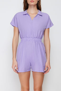 TRENDYOLMILLA Siyah Beli Lastikli Genis Paca Mini Dokuma Tulum TWOSS22TU0014  фото 10