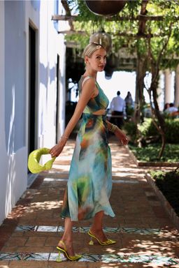 TRENDYOLMILLA Cok Renkli Cut Out/Pencere Detayl? Maxi Dokuma Elbise TWOSS21EL3578  фото 2