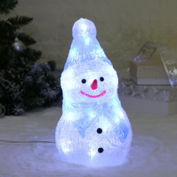 Фигура светодиодная "Снеговичок в голубом колпачке" 16*13*30 см, 20 ламп LED, авторежим, 220V, Белый