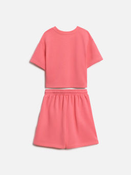 ACOOLA / Комплект для девочек ((1)джемпер и (2)шорты) Purim1 розовый  фото 2