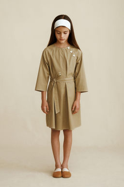VESTIDO POPEL?N CINTUR?N CREATED BY CARAMEL LONDON X ZARA / Khaki  фото 5