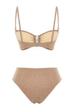 Vizon Straplez Aksesuarl? Simli Brazilian Bikini Tak?m? TBESS24BT00054