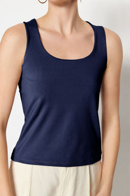 Lacivert Kare Yaka Fitted/Vucuda Oturan Esnek Orme Atlet TWOSS23AL00037