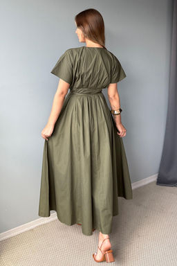 Haki Belden Baglama Detayl? Midi Poplin Dokuma Elbise TWOSS25EL00925 - Trendyolmilla фото 4