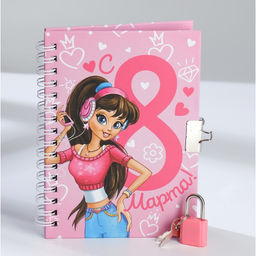 Блокнот на замочке А6, 50 л. С 8 марта!