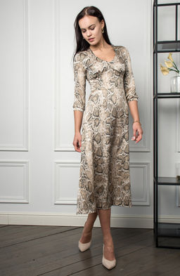 Романтичное платье бежевый/рептилия