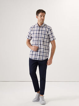 Regular Fit K?sa Kollu Ekose Poplin Erkek G?mlek