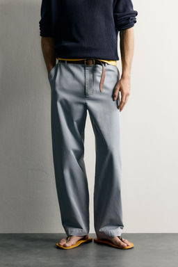 PANTAL?N CHINO LAVADO RELAXED FIT / Celeste lavado - Zara фото 2