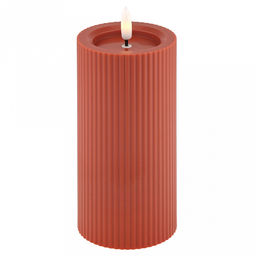 Свеча интерьерная, светодиодная на батарейках д7,4см h15(17,5)см, свет теплый, с мерцанием, матовый пластик, цвет красный, питание от 2-х батареек АА (в комплект не входят) (Китай)