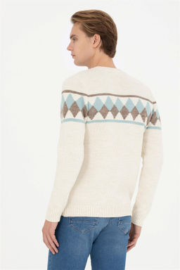 Мужской кремовый меланжевый свитер - U.s. polo assn фото 5