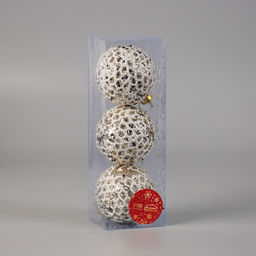 Ёлочные игрушки Тьяго, шары новогодние, d=8 см, набор 3 шт., белый - Зимнее волшебство фото 2