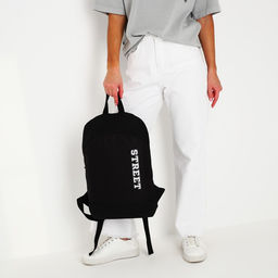 Рюкзак школьный текстильный Street, 46×30×10 см, вертикальный карман, чёрный