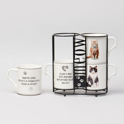 НАБОР КРУЖЕК MEOW 4ШТ НА ПОДСТАВКЕ 368МЛ