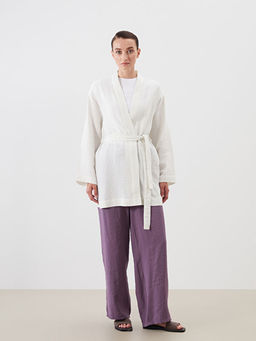 ?al Yaka ?izgili M?slin Kad?n Kimono