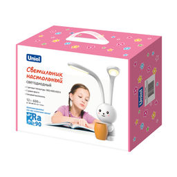 ULM-D160 12W/3000-6000K/DIM WHITE Светильник настольный светодиодный "Заяц", с подставкой под канцелярские принадлежности. Сенсорный выключатель. Диммер. Белый. TM Uniel