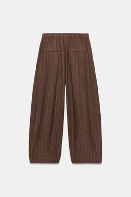 PANTAL?N CON LINO RAYAS ZW COLLECTION / Marr?n - Zara фото 6