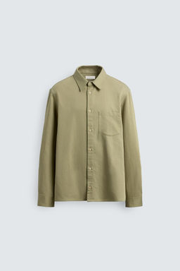 CAMISA DENIM FLUIDO REGULAR FIT / Verde / Crudo - Zara фото 7