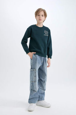 Толстовка с принтом для мальчиков с круглым вырезом - Defacto фото 2