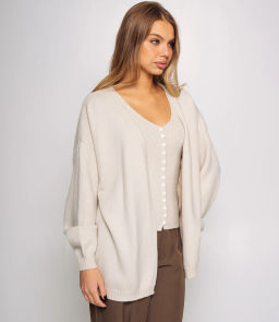 Кардиган+топ #КТ0725, бежево-серый - Dommod фото 2
