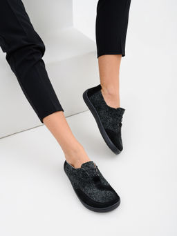 Босоногие туфли 188.natabl.Черный джангл+черная замша