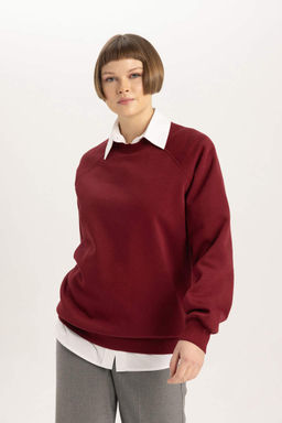 Толстый свитшот оверсайз с круглым вырезом - Defacto фото 4