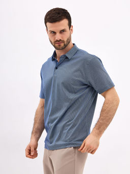 Джемпер мужской с воротником поло короткий рукав GREG G144-TD124T-LT4617 (синий)  фото 4